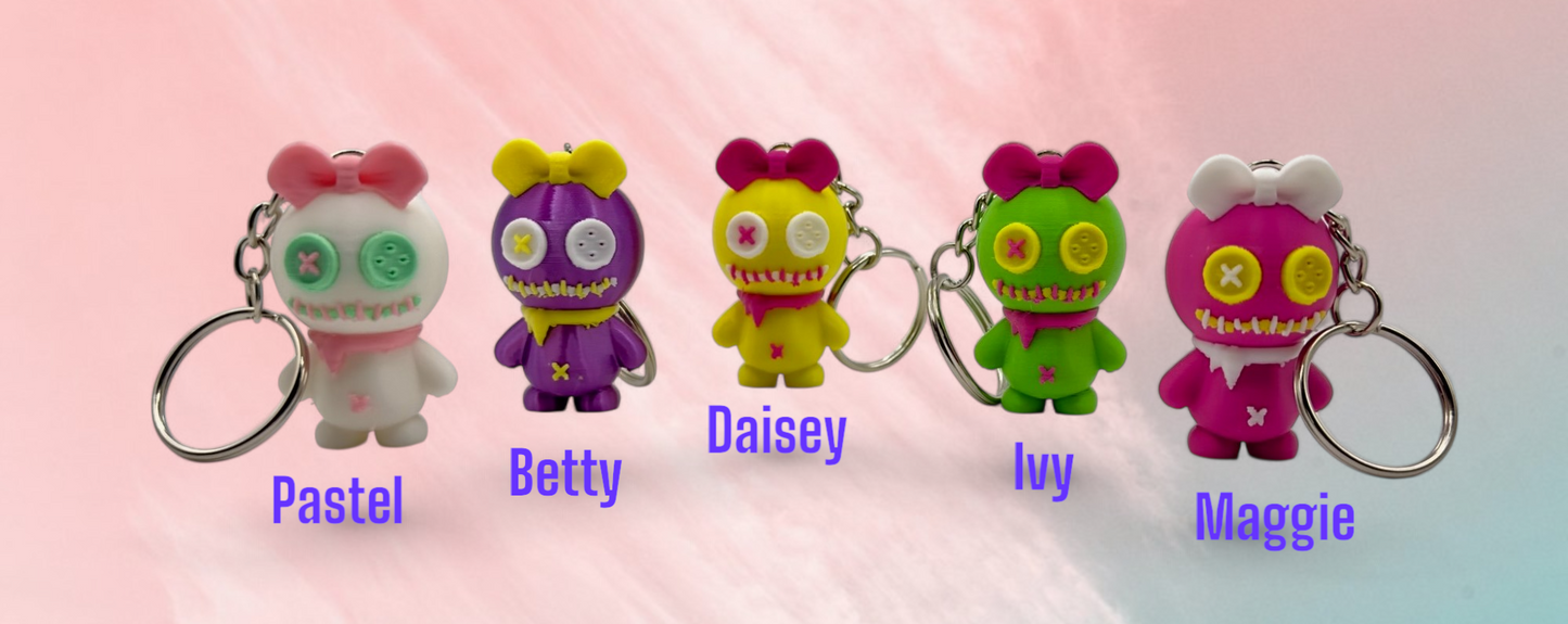 Button Doll Keychain , Backpack charms, Bag charms