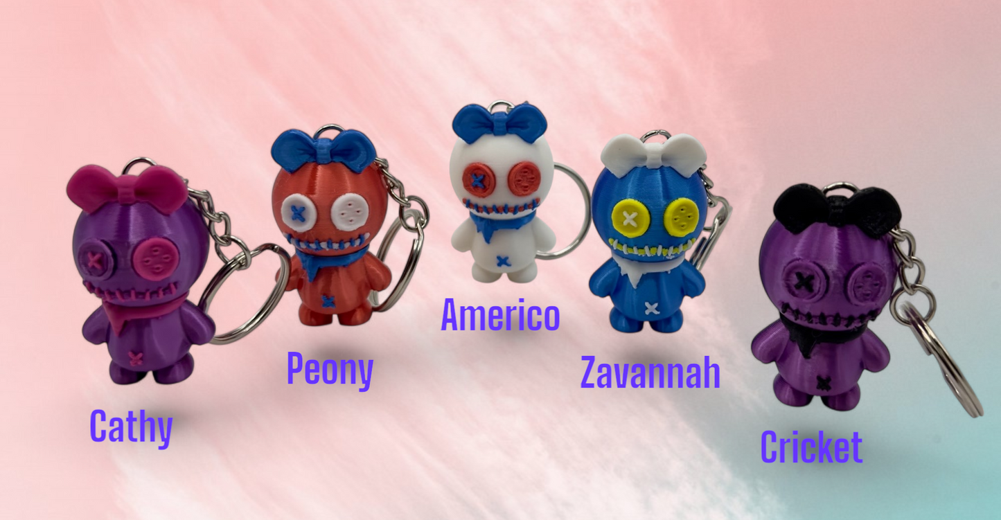 Button Doll Keychain , Backpack charms, Bag charms