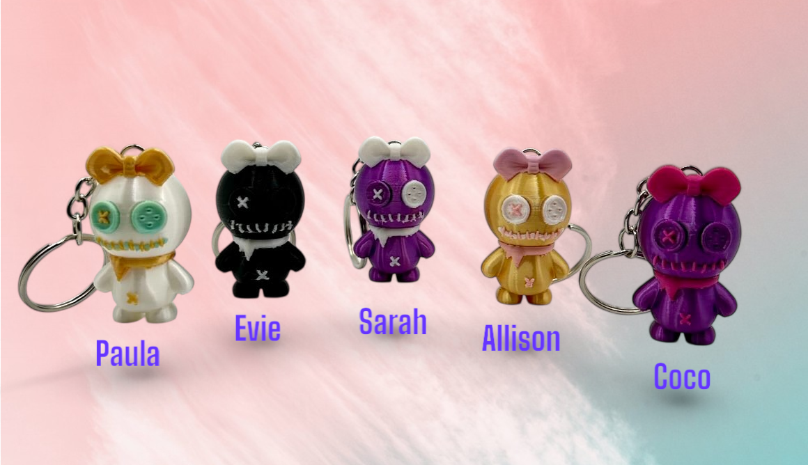 Button Doll Keychain , Backpack charms, Bag charms
