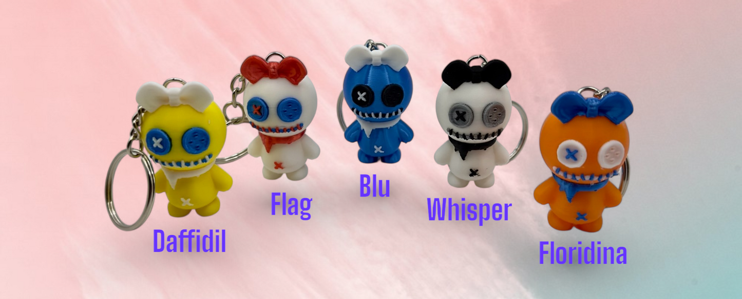 Button Doll Keychain , Backpack charms, Bag charms