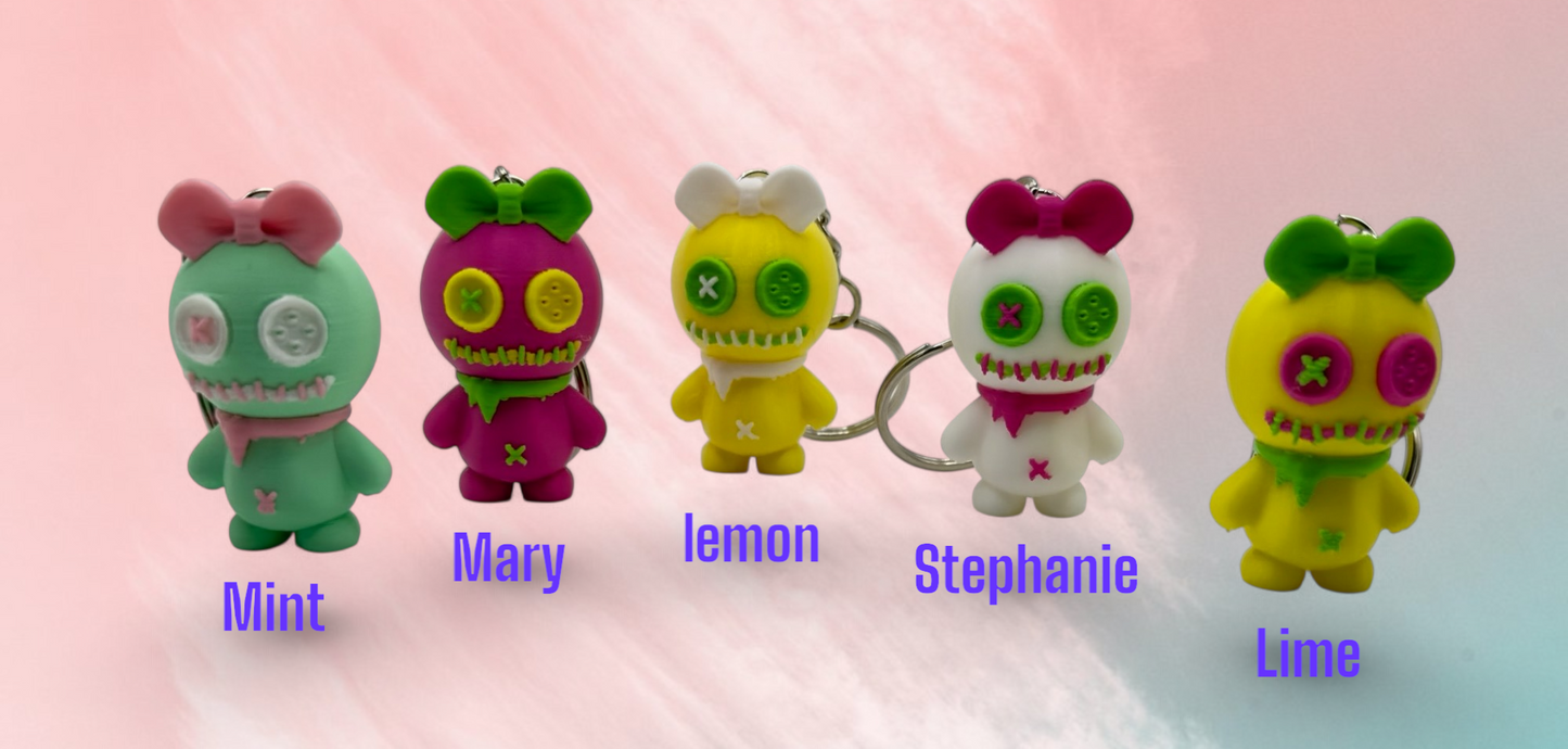 Button Doll Keychain , Backpack charms, Bag charms