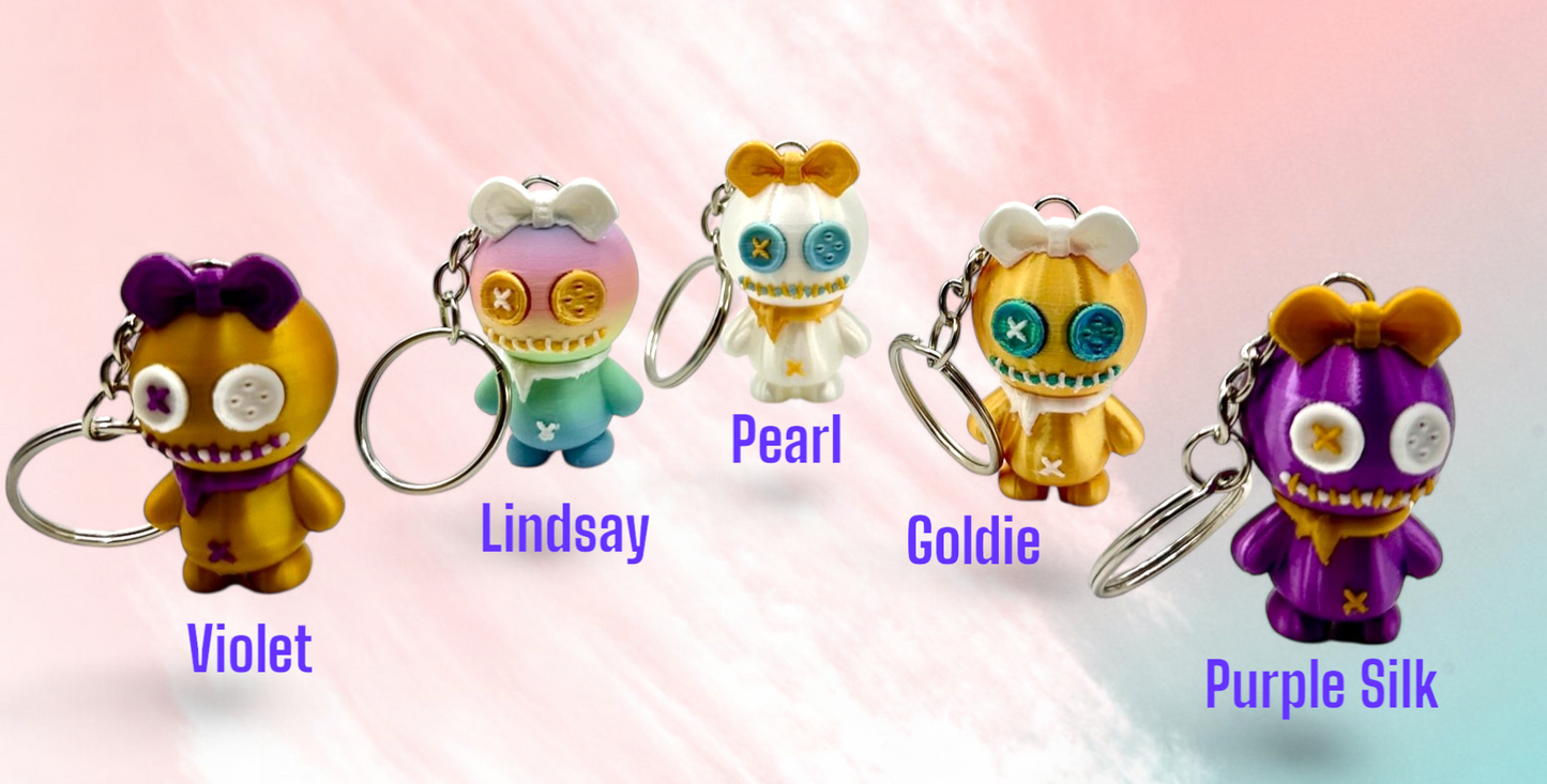 Button Doll Keychain , Backpack charms, Bag charms